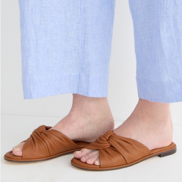 J. Crew Menorca padded twist-knot sandals slides in leather ivory - Picture 5 of 8